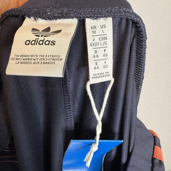adidas Rare Hard To Find Navy Leggings with Orange Stripes - Picture 4 of 5